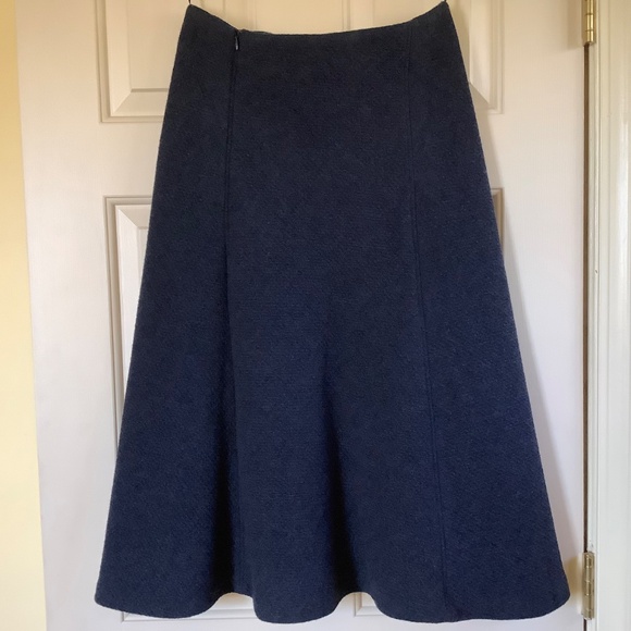 ZARA Wool Blend Textured Midi Skirt Navy SZ S. - Picture 8 of 16